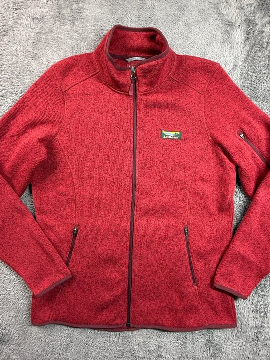 L.L. Bean Jackets & Blazers - LL Bean Fleece Jacket Full Zip Heather Red Womens M Outdoor Hiking Trails
